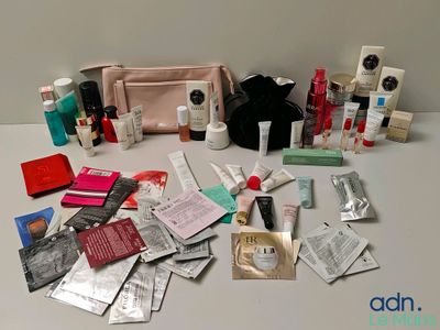 a picture of a variety of skin care products laid out on a table