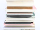 stack of books on a white background