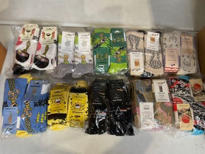 a box full of assorted packaged items on a table