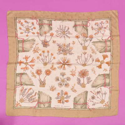 an image of a square scarf with a floral design on it