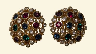 SWAROVSKI Paire de clips d'oreille en métal argenté de secti…