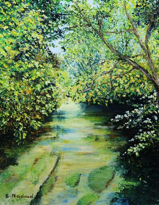 S.NADAUD (XXème) - "Rivière", huile sur toile signée en bas …
