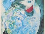 an image of a painting of a blue bird with a red beak