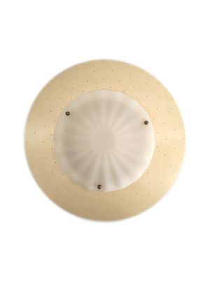 overhead view of a yellow hat with holes in the center