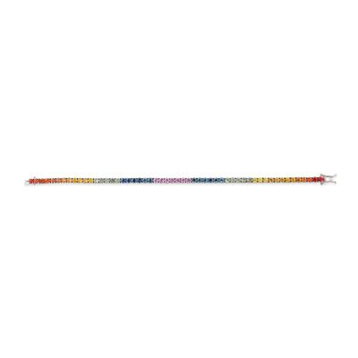un gros plan d'un bracelet aux couleurs de l'arc-en-ciel sur fond blanc