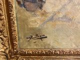 an image of a painting of a woman sitting on a bench