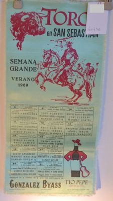 a poster with a picture of a man riding a horse