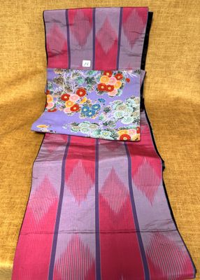 sari en coton tissé à la main, violet et rose, à motifs floraux