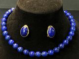 necklace and earring set with lapis and blue glass beads