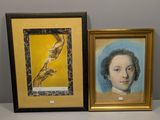 deux tableaux encadrés représentant la main d'une femme et un tableau représentant la main d'un homme