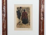 a painting of a man and a woman in a red dress