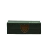 a black box with a brown emblem on it
