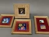 three framed pictures of a woman and a man in a picture frame