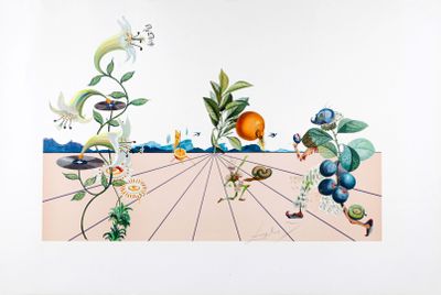 une photo d'un tableau représentant des fruits et des légumes posés sur une table