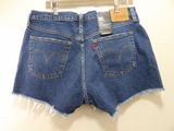 levi ' s high waisted denim shorts with fray hems