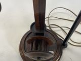 an image of a table lamp with a wooden base and a glass shade