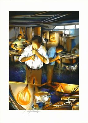 Raymond POULET (1934) - Le souffleur de verre, Lithographie …