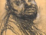 drawing of a man with a beard in a brown shirt