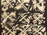 une image représentant une peinture en noir et blanc sur fond noir