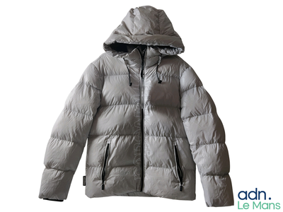 a white jacket with a hood on a white background