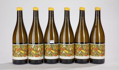 six bouteilles de vin sont alignées dans une rangée