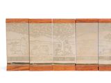 a picture of a set of four wooden coasters on a white background