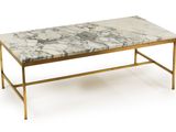table basse avec plateau en marbre, cadre doré et pieds en métal