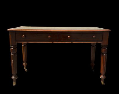 an image of a wooden desk with two drawers
