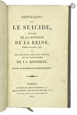 STAËL-HOLSTEIN (Germaine de). Réflexions sur le suicide, sui…