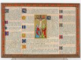 an old book with an image of jesus on the cross on it