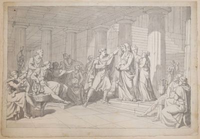 École néoclassique Devant Achille Patrocle fait sortir Brise…