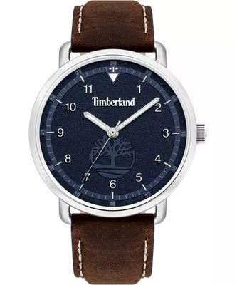 Montre pour homme en bois avec bracelet en cuir marron et cadran bleu