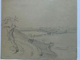 un vieux dessin représentant une femme qui descend une colline en skateboard