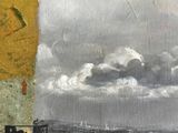 a painting of a black and white picture on a piece of paper