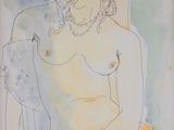 tableau représentant une femme assise sur une chaise, tenant un oiseau dans la main