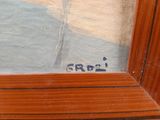 a picture of a painting of a boat on the water