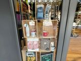 a display of items in the window of a store