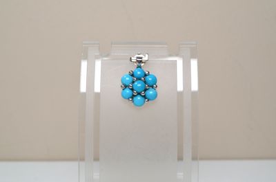 turquoise beaded earrings on a clear acrylic display case