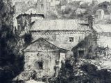 an image of a black and white drawing of a village