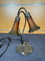 Lampe en métal patiné et tulipes en verre style ancien - 40 … (photo 3)