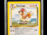 a close up of a pokemon card with a bird on it