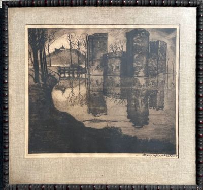 ECOLE MODERNE Vue d'un château.