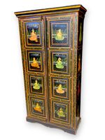 Petite armoire indienne en bois polychrome à décor de person…