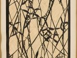 an image of a black and white drawing of a bird on a branch