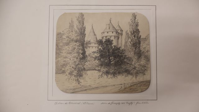 Dessin annoté « Château de Bonneval », dessin de A Geruzez (dit C...