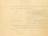 an old paper with a drawing of a triangle and a triangle on it