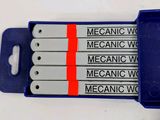 a blue plastic box with four pencils on top of it
