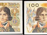 deux photos d'une image représentant un homme moustachu sur un billet de dix dollars