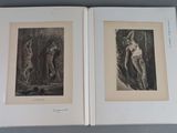 two drawings of nudes in a book on a table
