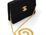 chanel black quilted leather clutch bag
